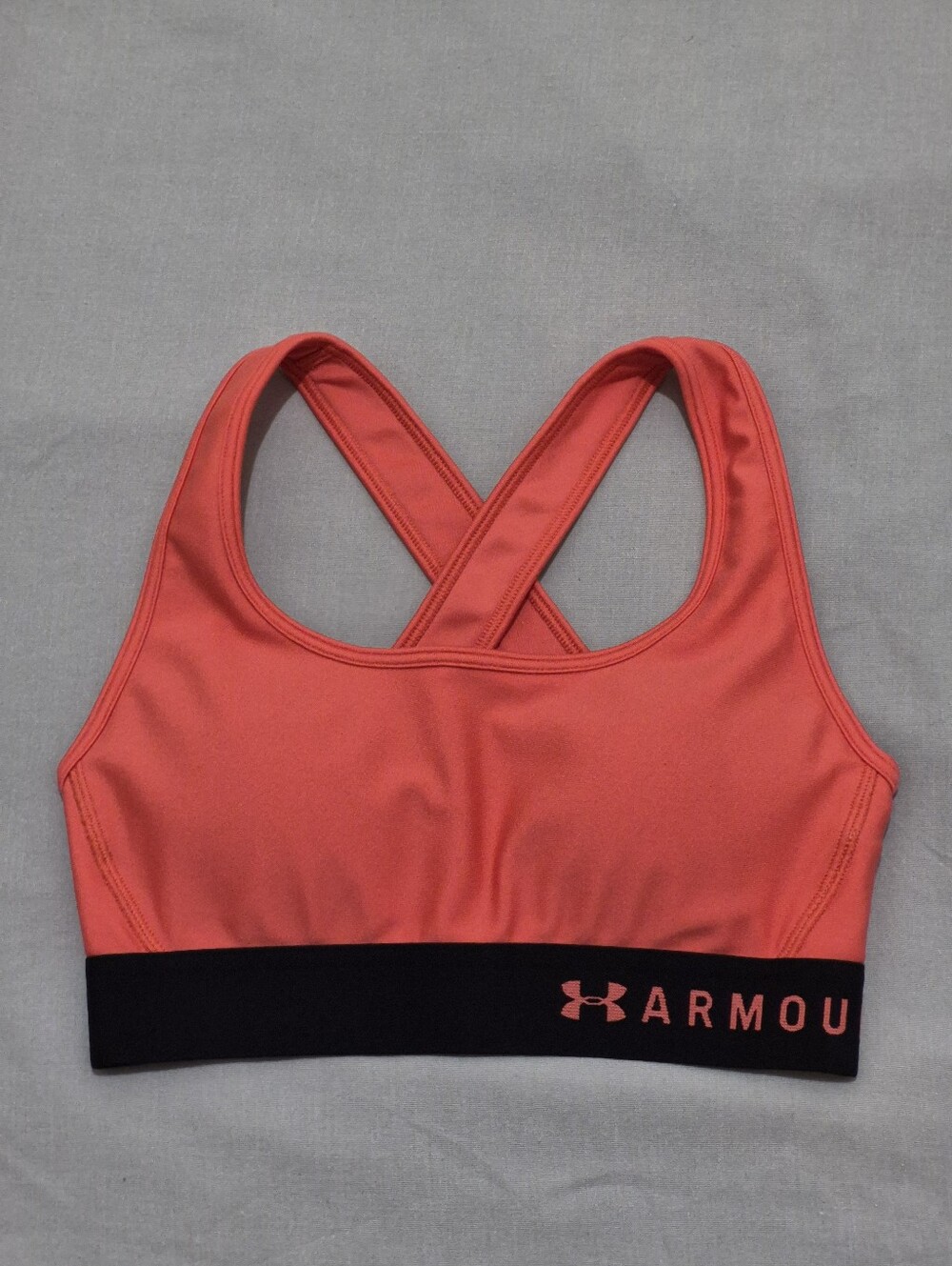 Under Armour Coral Cross-Back XS Sports Bra with Black Band